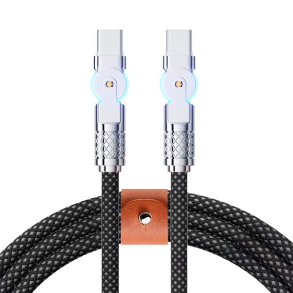 台灣現貨 雙 TYPE-C 120W 雙彎頭 彩色 編織線 可折 180°旋轉 充電線 傳輸線 數據線 1M 2M