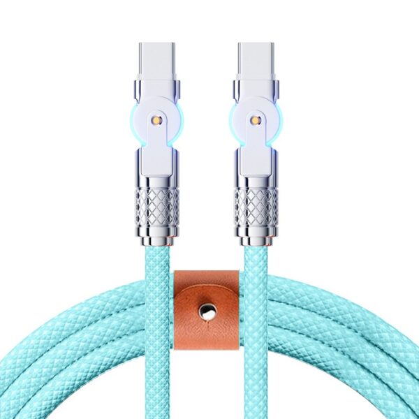 台灣現貨 雙 TYPE-C 120W 雙彎頭 彩色 編織線 可折 180°旋轉 充電線 傳輸線 數據線 1M 2M